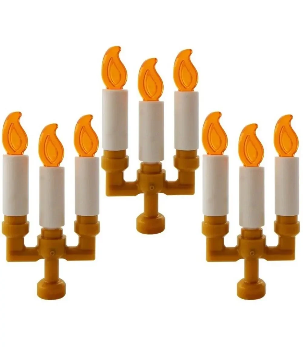 3 NEW LEGO CANDELABRAS Candlesticks candle castle flame candelabra lot gold